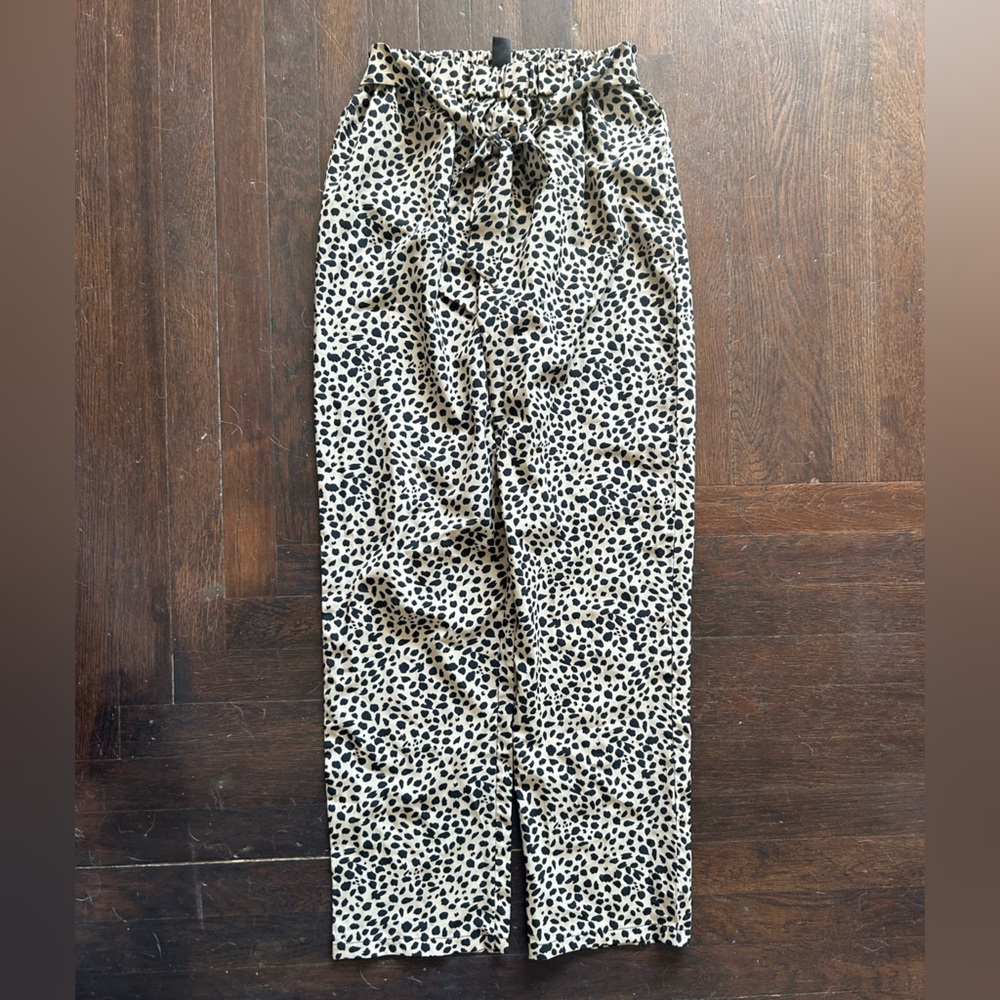 SHEIN Spotted Crop Flowy Pants with Tie